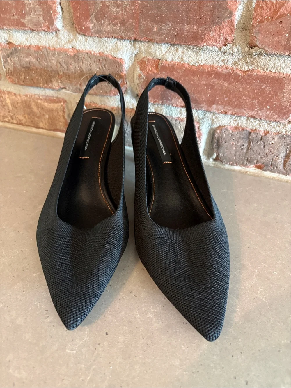 French Connection Black Pointed Slingback Pumps